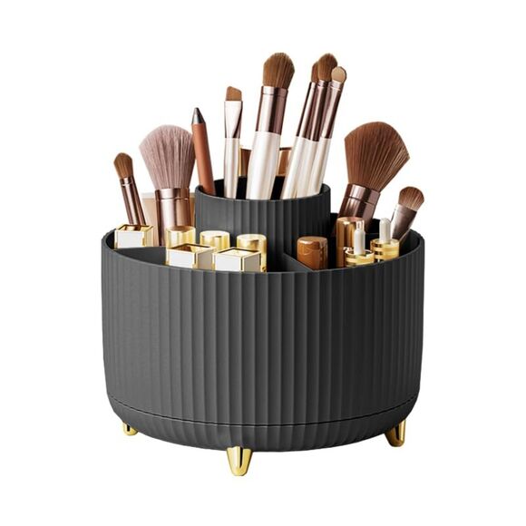 Diesisa 5 Slot Holder Brushes Black Cup 360° Rotating Makeup Brush Holder - Picture 4 of 5